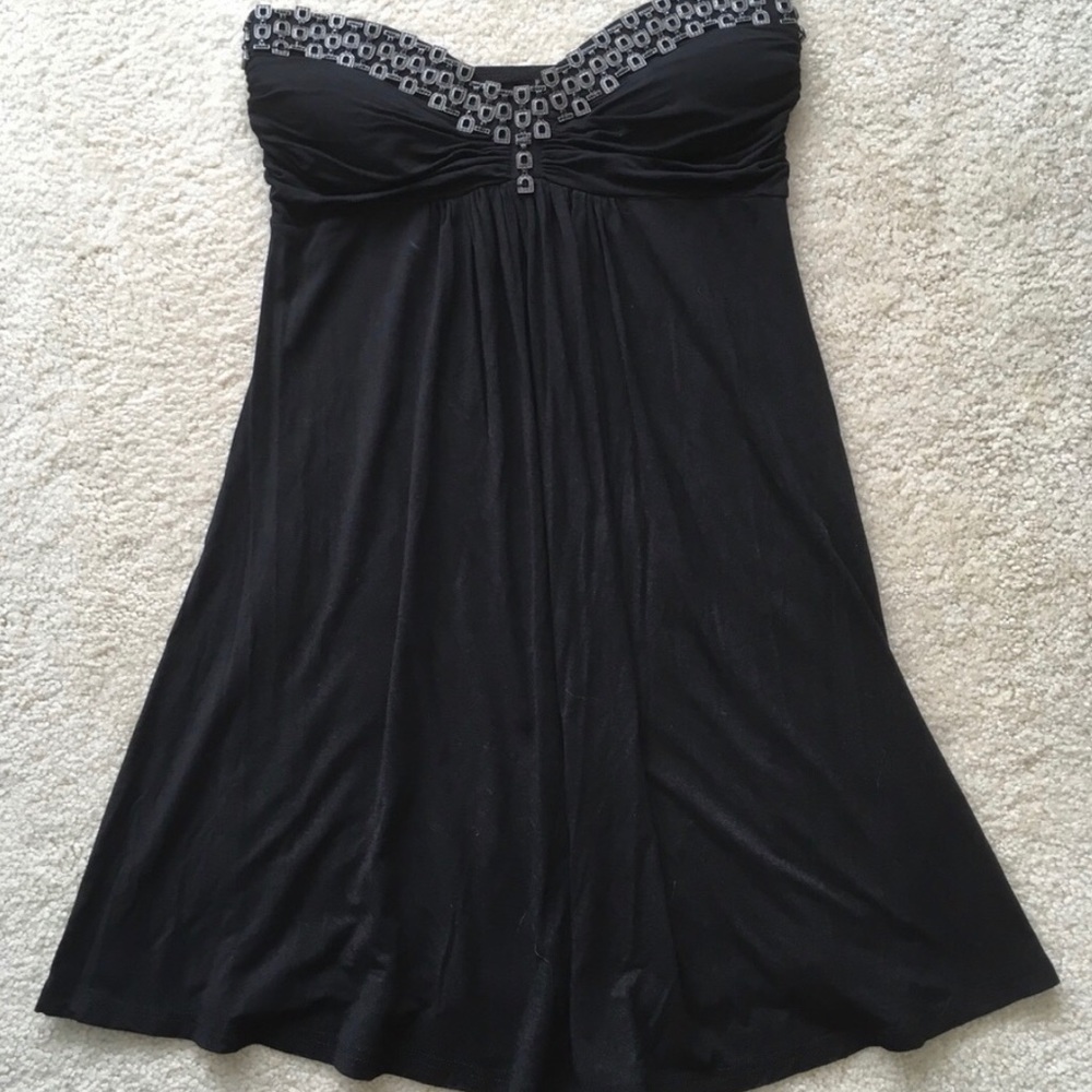 Metal Embellished Little Black Dress